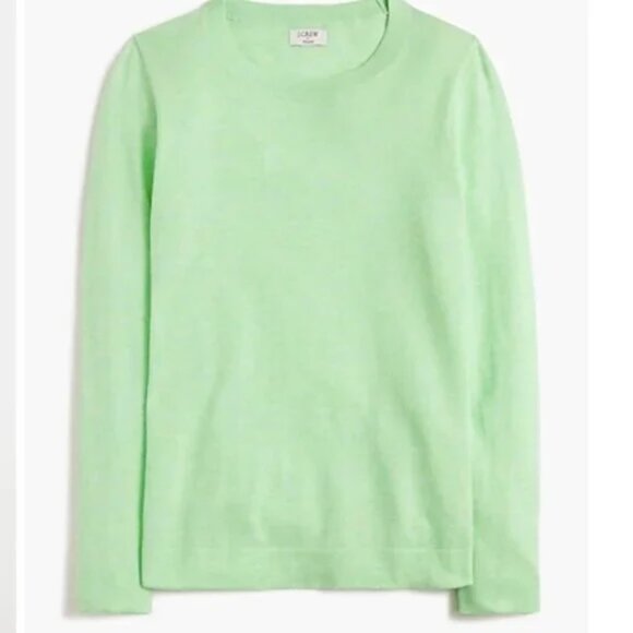 JCREW Pale Green Crewneck 100% Cotton Teddie Sweater Women's Medium - Picture 1 of 5